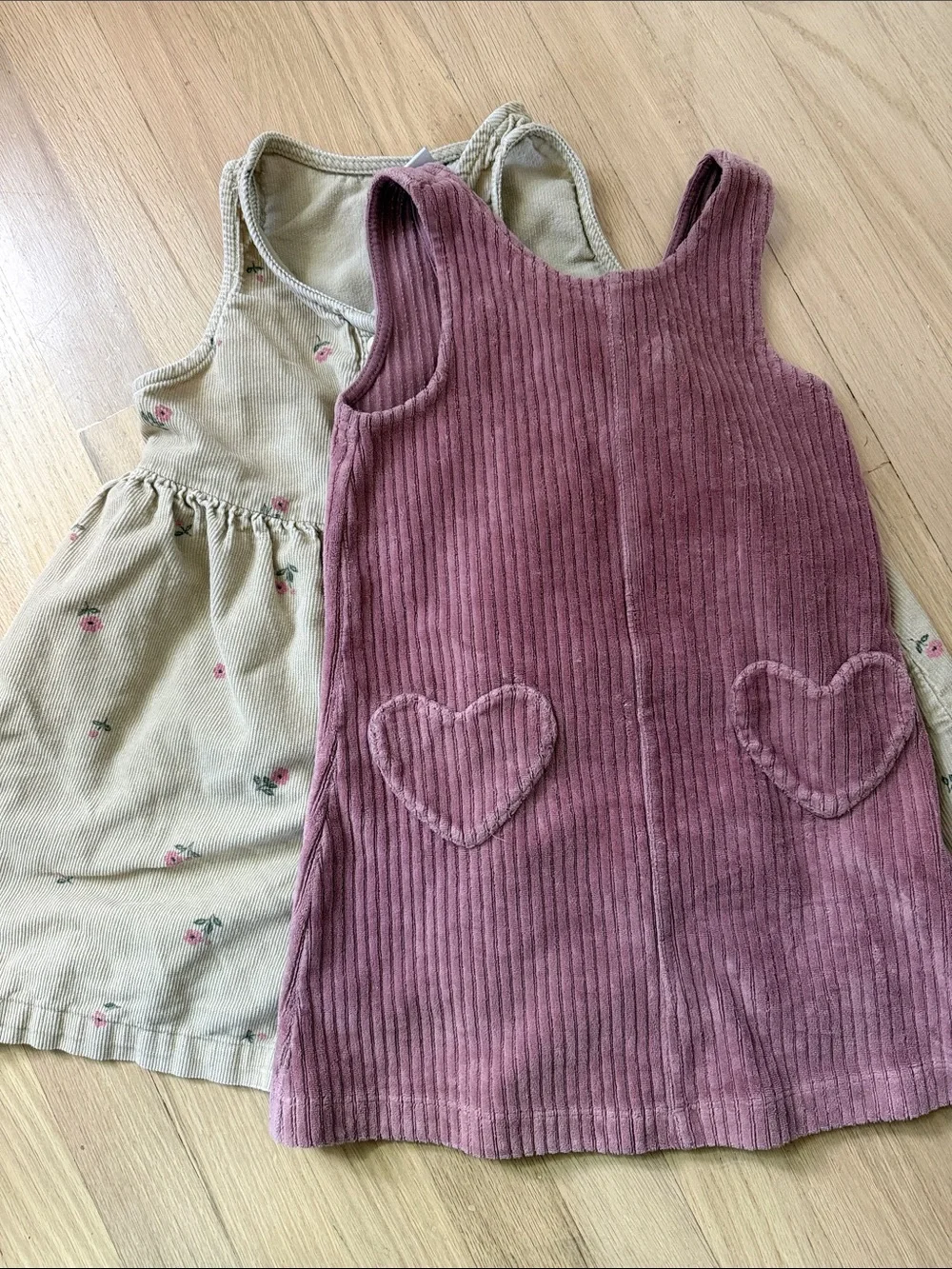 Girls Zara Heart Pocket Dress & Gap Corduroy dress.